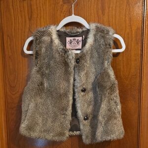 Juicy Couture Brown Faux Fur Vest with Silver Chain